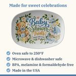 Blue Baby Shower Serving Platter, 10×14 in Teddy Bear Dessert Tray