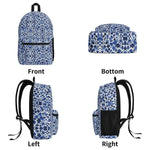 Blue Mosaic Pattern Backpack - Carrying loop and top zipper detail | Our Phoenix Rise