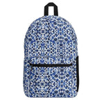 Blue Mosaic Pattern Backpack - Front view with intricate geometric design | Our Phoenix Rise