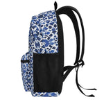 Blue Mosaic Pattern Backpack - Angled front view, perfect for school or travel | Our Phoenix Rise