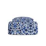Blue Mosaic Pattern Backpack - Close up of blue and white mosaic pattern fabric | Our Phoenix Rise