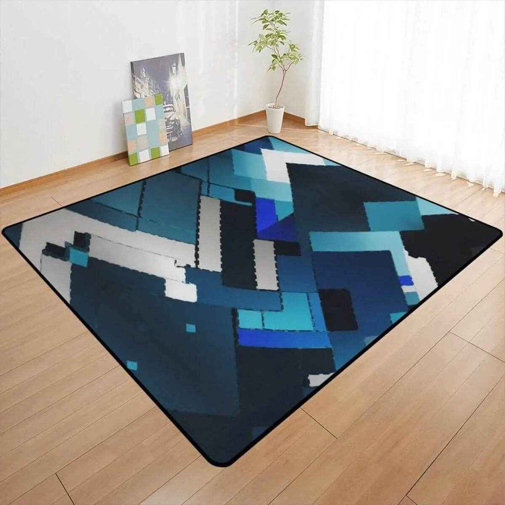 Modern Blue Geometric Area Rug
