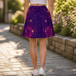 Purple Galaxy Skater Skirt - Walking Pose Detail | Our Phoenix Rise