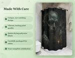 Creepy Skull Monster Shower Curtain product features graphic | Our Phoenix Rise