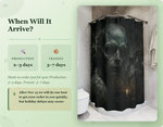 Creepy Skull Monster Shower Curtain delivery info graphic | Our Phoenix Rise