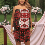 Crimson Splatter Off-the-Shoulder Dress Detailed View 6 | Our Phoenix Rise