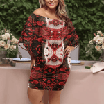 Crimson Splatter Off-the-Shoulder Dress Detailed View 3 | Our Phoenix Rise