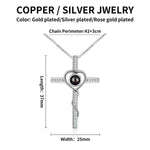 Personalized Cross Photo Projection Necklace - Silver Finish Front View | Our Phoenix Rise