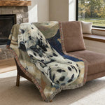 Dalmatian Dog Woven Blanket - Close-up of Woven Texture and Colorful Fringe | Our Phoenix Rise
