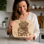 Decorative Pug Dog Cutting Board - Handheld size demonstration | Our Phoenix Rise