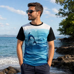 Dolphin Jumping Ocean T-Shirt Black Blue S-3XL (Unisex XS-2XL) - lifestyle lifestyle mockup | Our Phoenix Rise
