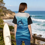 Dolphin Jumping Ocean T-Shirt Black Blue S-3XL (Unisex XS-2XL) - lifestyle lifestyle mockup | Our Phoenix Rise
