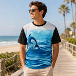 Black Blue Dolphin Jumping Ocean T-Shirt