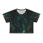 Dark Fantasy Dragon Crop Top - Front View Teal and Black - Detail 12 | Our Phoenix Rise