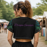 Dark Fantasy Dragon Crop Top - Lifestyle Model Front View | Our Phoenix Rise