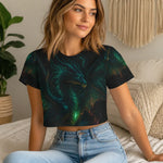 Dark Fantasy Dragon Crop Top - Studio Model Pose | Our Phoenix Rise