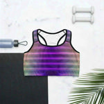 Geometric Gradient Racerback Sports Bra - fabric detail | Our Phoenix Rise