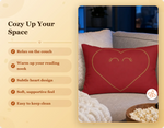 Red Heart Lumbar Pillow - Product Features and Care Instructions Graphic | Our Phoenix Rise