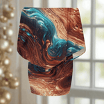 Liquid Metal Abstract Wrap Dress - Pattern Detail Blue Gold | Our Phoenix Rise
