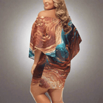 Liquid Metal Abstract Wrap Dress - Side Profile Off Shoulder | Our Phoenix Rise