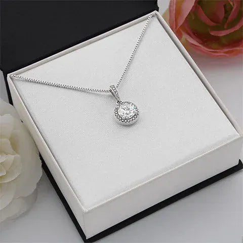 Sentimental Sister Necklace with Card Cushion Cut CZ