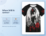 Personalized Gothic Rose Graphic Tee - Shipping and Delivery Information | Our Phoenix Rise