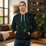 Glowing Green Dragon Hoodie - Flat lay, full product with pocket detail | Our Phoenix Rise