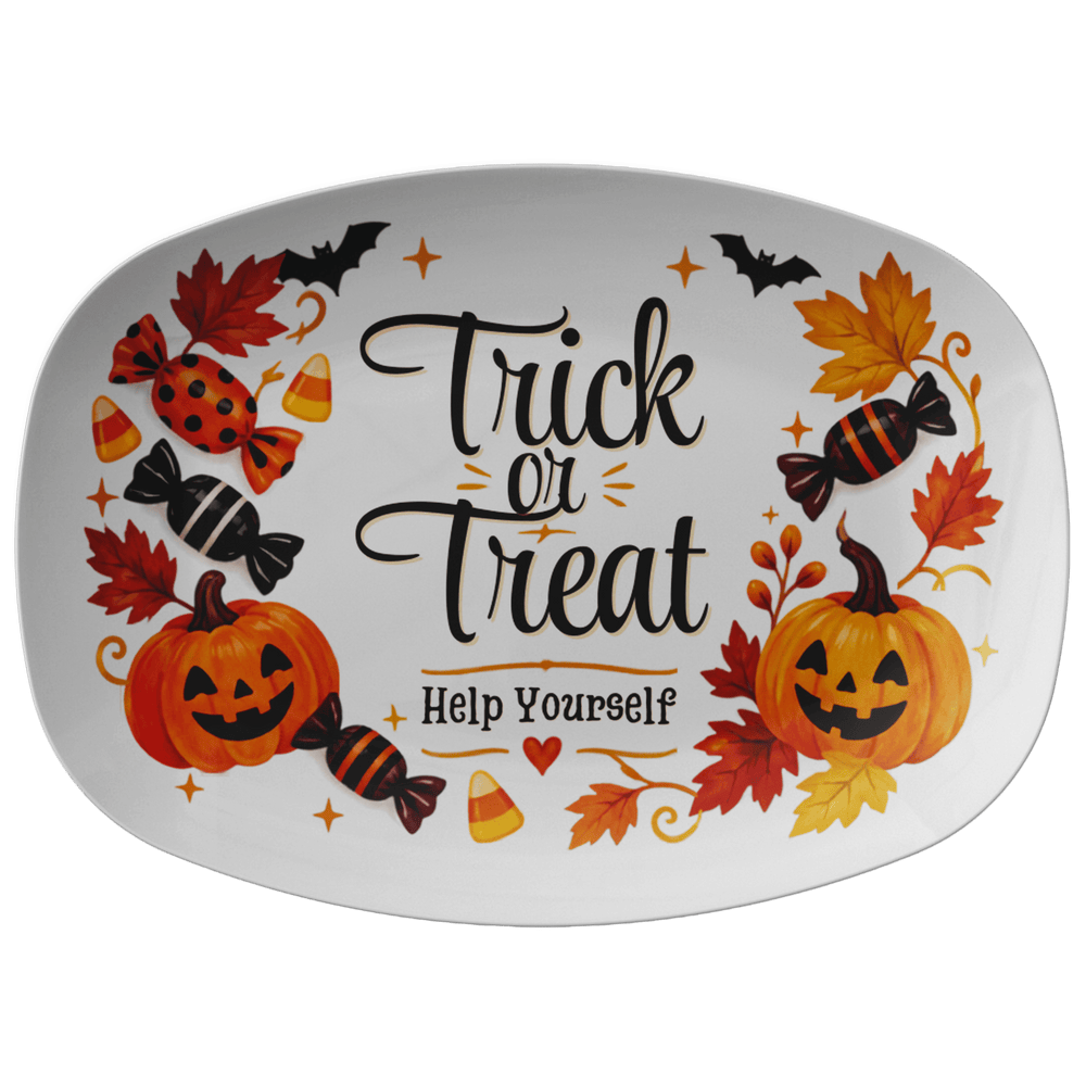 Trick or Treat Halloween Candy Platter 10x14