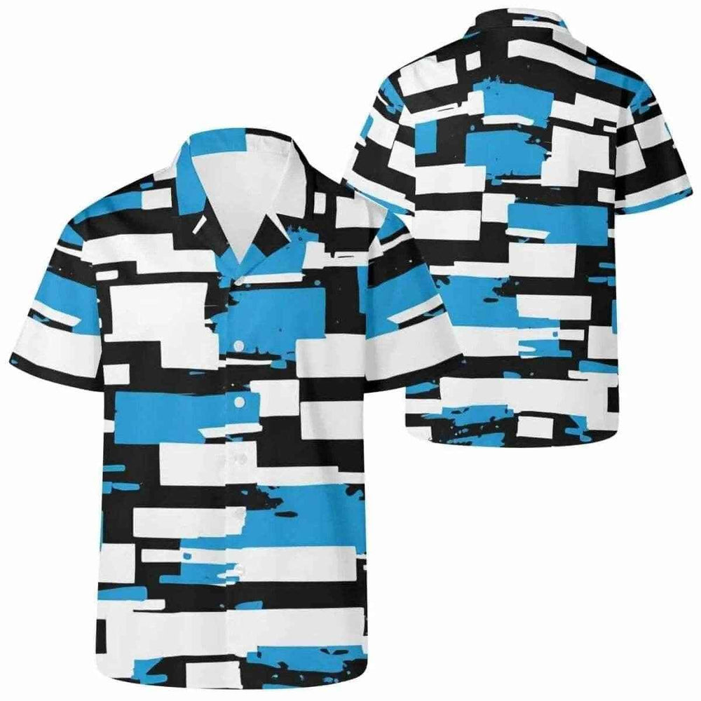 Mens Blue Block Button Up Shirt