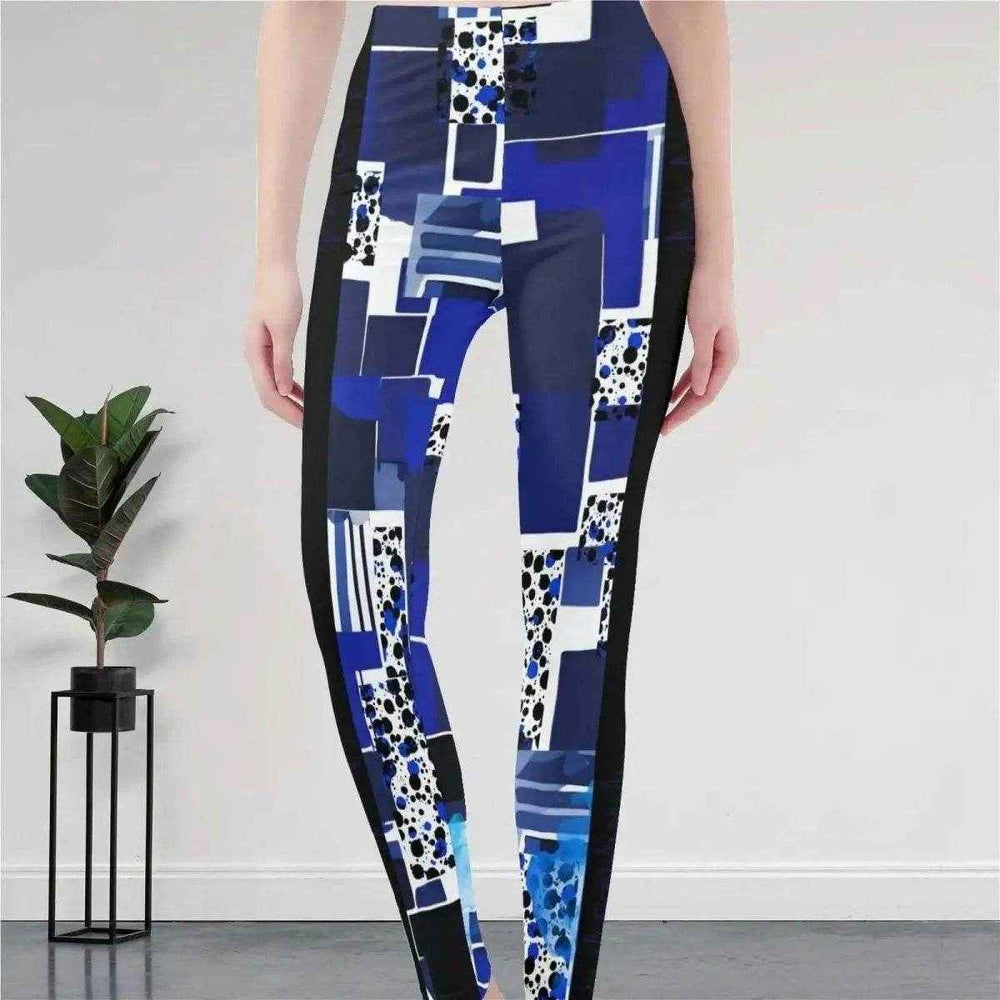 Blue Mosaic Yoga Leggings High Waisted