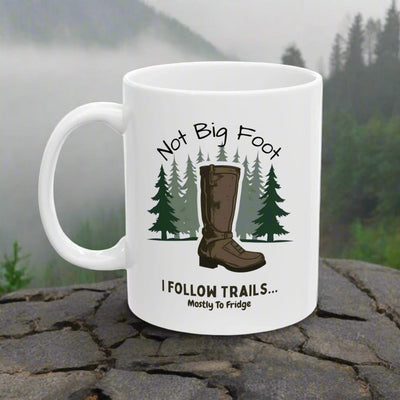 I Follow Trails Funny Hiking Mug Main Perspective | Our Phoenix Rise