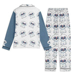 Personalized Photo Pajamas Set - White with blue sleeves, dog in sunglasses print, back view | Our Phoenix Rise