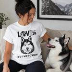 Husky Got Me Howlin' T-Shirt - Lifestyle White Mockup | Our Phoenix Rise