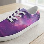 Purple Galaxy Print Canvas Sneakers - Side Angle View | Our Phoenix Rise