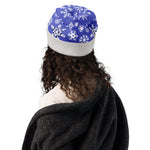 Blue Snowflake Knitted Beanie Soft Winter Hat - Folded Cuff Detail | Our Phoenix Rise