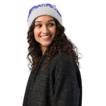 Blue Snowflake Knitted Beanie Soft Winter Hat - Front View | Our Phoenix Rise