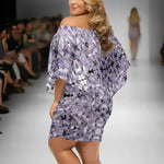 Lavender abstract patterned mesh dress back view - Detail 19 | Our Phoenix Rise