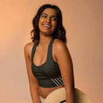Endurance Longline Sports Bra - Black, side profile view of model | Our Phoenix Rise