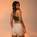 Endurance Longline Sports Bra - Black, rear view of model demonstrating racerback | Our Phoenix Rise