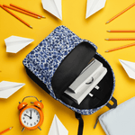 Blue Mosaic Pattern Backpack - Front pocket detail with zipper closure | Our Phoenix Rise
