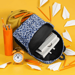 Blue Mosaic Pattern Backpack - Side view showcasing geometric print | Our Phoenix Rise