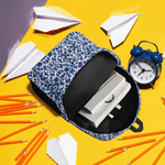 Blue Mosaic Pattern Backpack - Top handle and upper section detail | Our Phoenix Rise