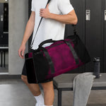 Maroon Abstract Print Duffle Bag - Lifestyle Outdoor Setting | Our Phoenix Rise
