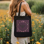 Gothic Moon Phase Tote Bag - Black Canvas Back View - Detail 18 | Our Phoenix Rise