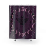 Gothic Moth Shower Curtain - Full Front View Plum Moon Phases - Detail 16 | Our Phoenix Rise