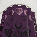 Gothic Moth Shower Curtain - Top Detail Moon Phases and Hooks - Detail 17 | Our Phoenix Rise
