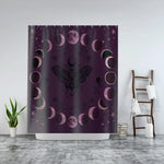 Gothic Moth Shower Curtain - Hanging View in Modern Bathroom - Detail 22 | Our Phoenix Rise
