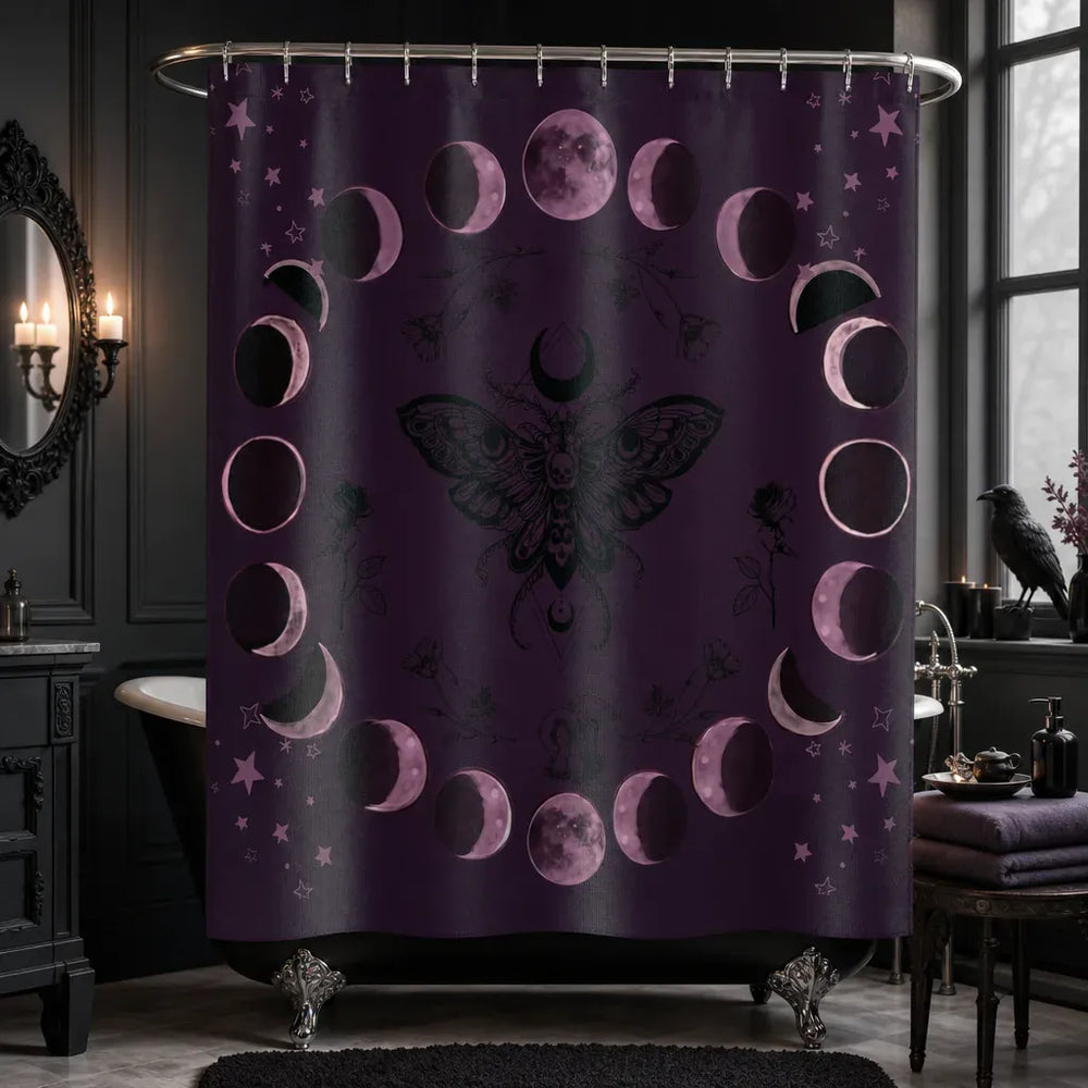 Gothic Moon Moth Shower Curtain