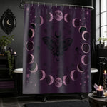 Gothic Moth Shower Curtain - Mirror Reflection Bathroom View | Our Phoenix Rise