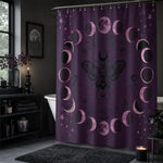 Gothic Moth Shower Curtain - Close Up Lifestyle Mockup | Our Phoenix Rise